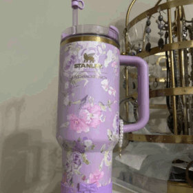 Stanley x Love Shack Fancy 40 oz H2.0 Happy Thoughts Quencher Purple Tumbler NEW BOX photo review