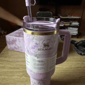 Stanley x Love Shack Fancy 40 oz H2.0 Happy Thoughts Quencher Purple Tumbler NEW BOX photo review